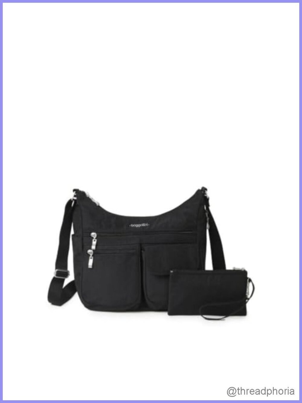 Baggallini Everywhere Hobo Crossbody Water-resistant Nylon RFID Travel Bag with